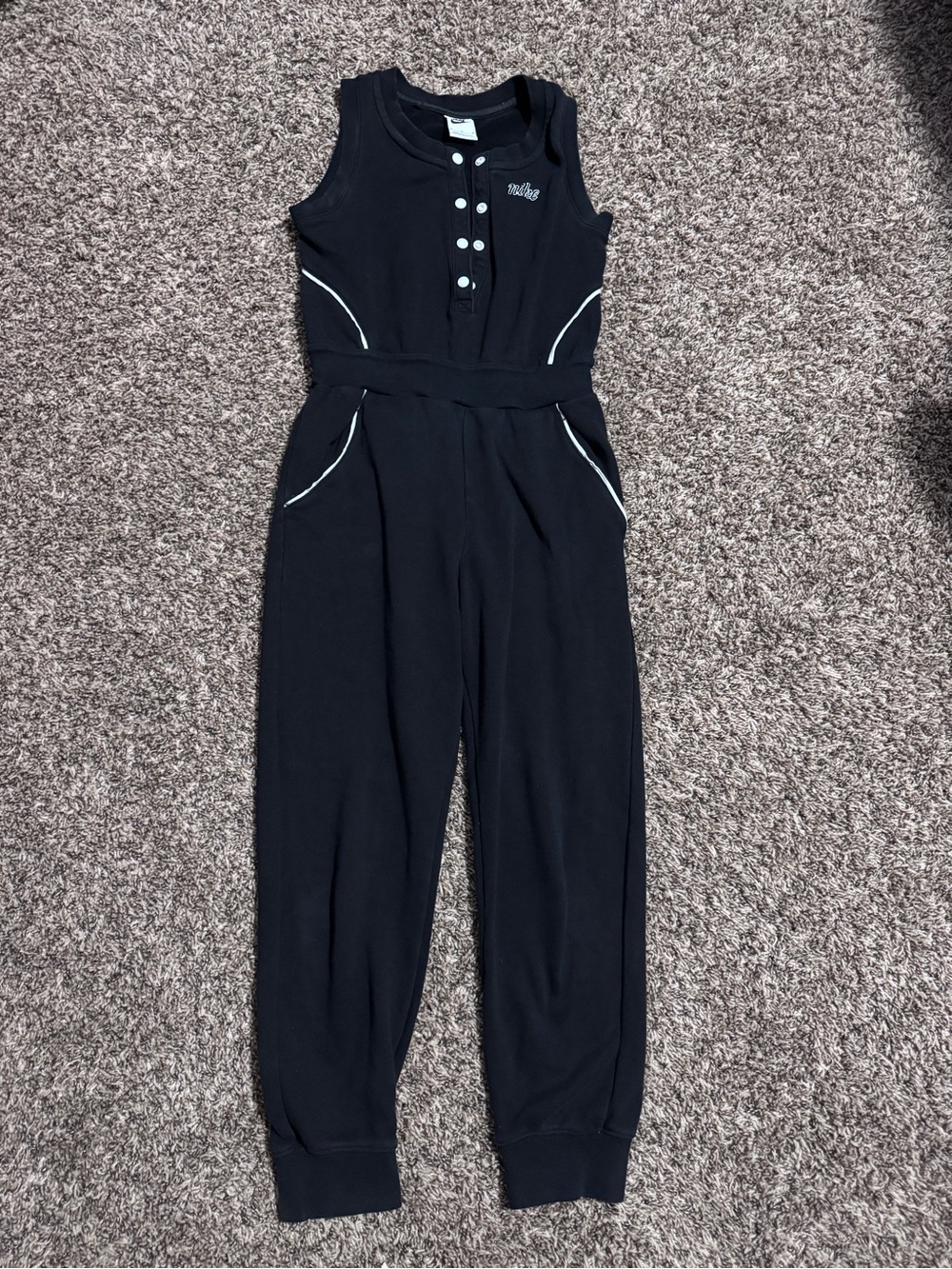 Nike - Black Sleeveless Jumpsuit with White Piping